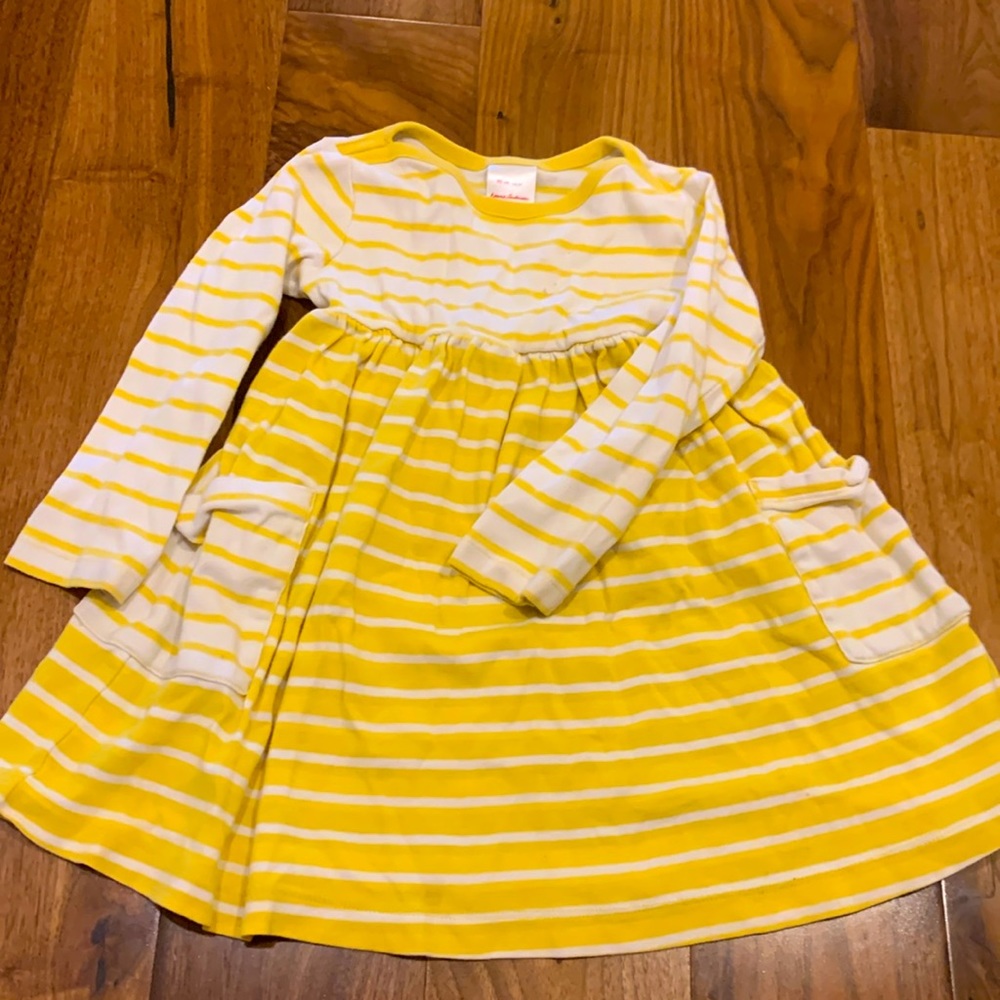 Hannah Anderson yellow stripe swing dress with pockets - light stain on front